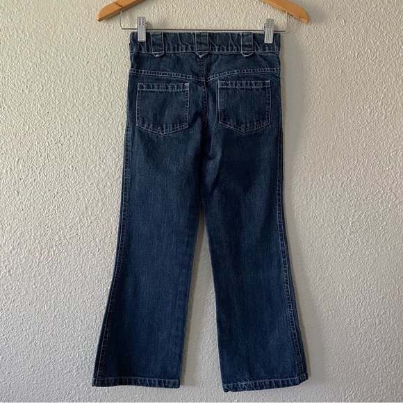 Beetlejuice London Flare Jeans Girls Size 8 Blue Dark Wash Denim Embroidered - Picture 9 of 14